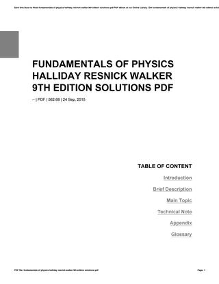 Halliday Resnick Walker 10th Edition Solution Manual